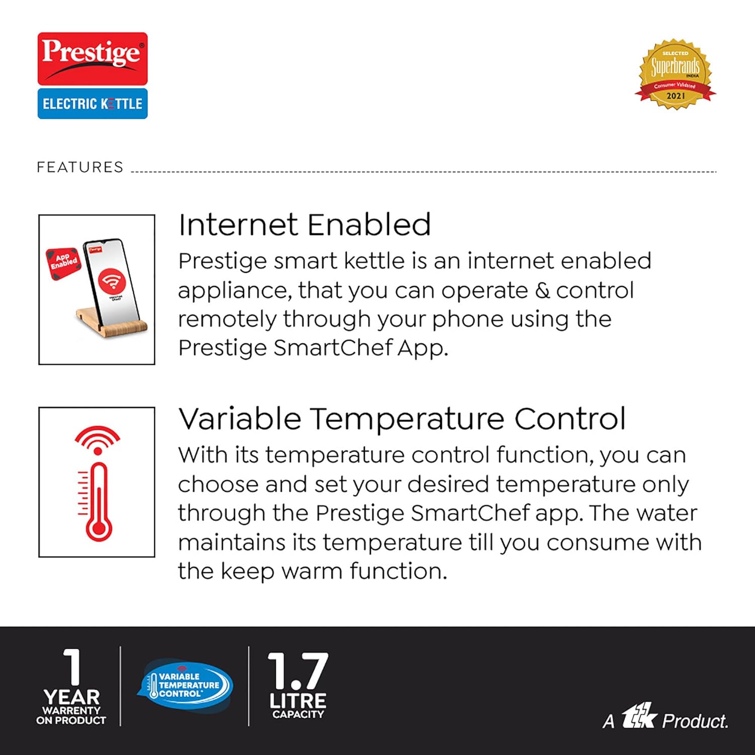 Prestige Smart 1.7 IOT Enabled Electric Kettle